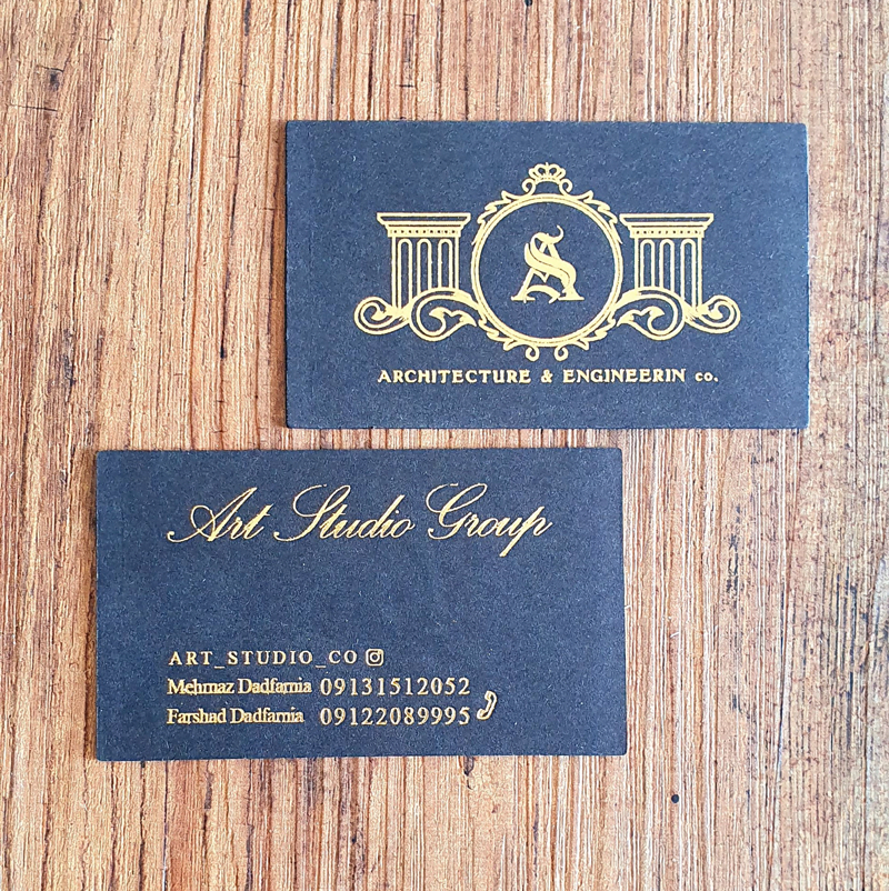 black-gold-visit-card کارت ویزیت مشکی ضخیم طلاکوب